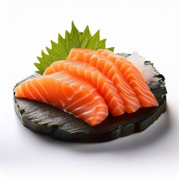 salmon sashimi isolated on white background