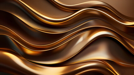 Obraz premium Line curve golden luxury on brown background. Realistic template cover 3d style design. Vector illustration.