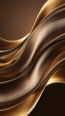 Line curve golden luxury on brown background. Realistic template cover 3d style design. Vector illustration.