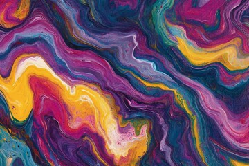 A Dance of Colorful Swirls: Abstract Marbled Acrylic Paint in Fluid Wave Patterns, Perfect for Texture and Background Art  