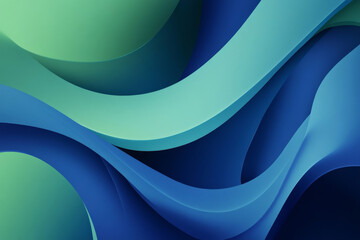 Fototapeta premium A cool, refreshing background in shades of blue and green, featuring smooth curved shadows that evoke a sense of calm and freshness.