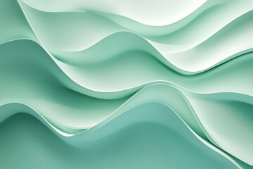 Obraz premium A cool, refreshing background in shades of mint green and aqua, with smooth curved shadows that evoke a sense of calm and freshness.