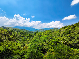 Panoramic view of the Sierra Madre mountains as seen from the Marilaque highway in Real, Quezon, Philippines.