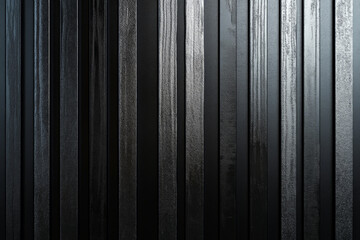 Obraz premium A deep black background with narrow silver stripes running vertically, with a slight metallic sheen. The stripes add a sleek, industrial edge to the design, with the metallic finish reflecting light