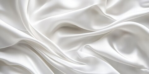 Obraz premium Abstract white crumpled fabric texture background with soft folds, perfect for product mockups, textile designs, or minimalist visual projects that require a clean and elegant fabric texture. 