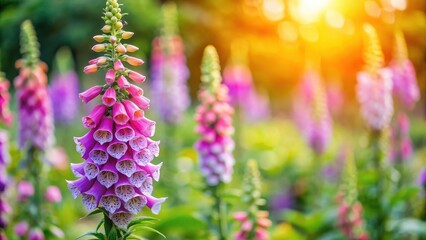 Vibrant foxglove flower blooming in a colorful garden , Foxglove, flower, vibrant, blooming, garden, nature, plant, botanical