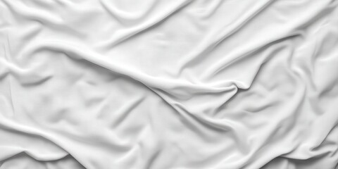 Obraz premium Abstract white crumpled fabric texture background with soft folds, perfect for product mockups, textile designs, or minimalist visual projects that require a clean and elegant fabric texture. 