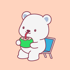 Cute Polar Bear Cartoon Illustration Vector