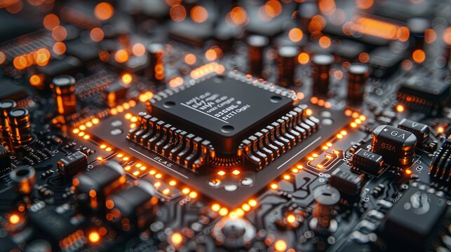 close up of computer circuit board