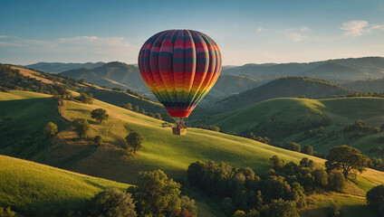 Fototapeta premium a whimsical scene of a paper hot air balloon