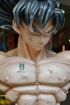 prague , czechia, 08 08 2024 : large scale manga character sculpture , Goku