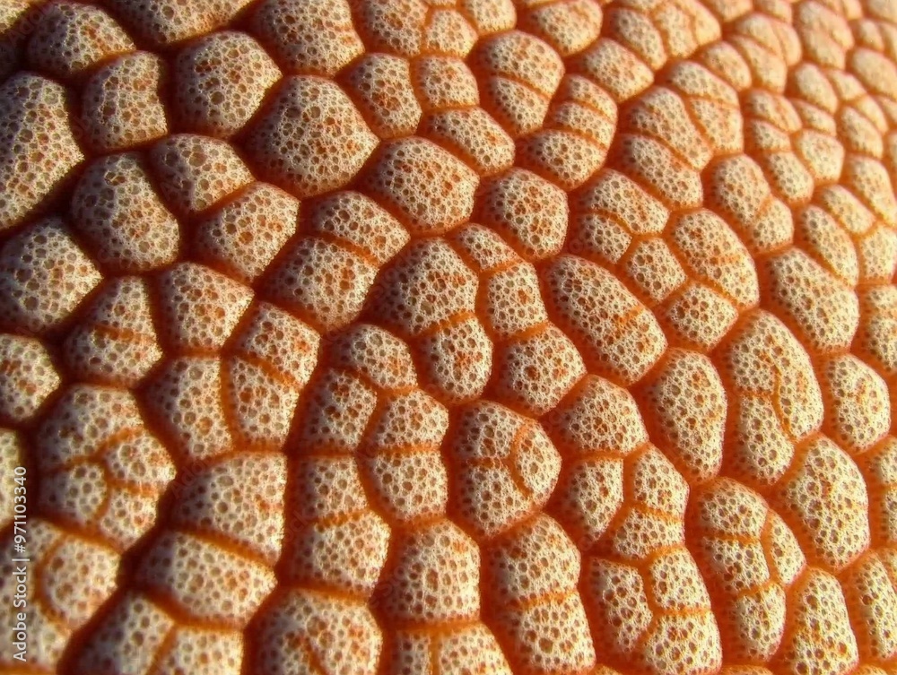 Poster close-up view of a patterned piece of fruit.