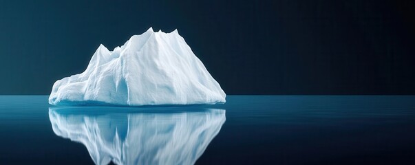 Obraz premium Closeup of a massive iceberg floating in a deep blue fjord, with clear reflections and intricate textures in the ice