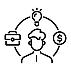Competent leader icon in linear style 