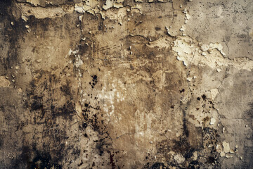 Obraz premium A grunge wall texture in slate brown, featuring heavy weathering, water stains, and chipped paint.