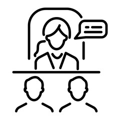 Leader meeting icon in outline style