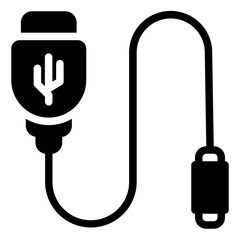 USB Cable Icon in Solid Style