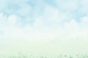 Obraz premium Serene watercolor sky and meadow png paint texture overlay, transparent background