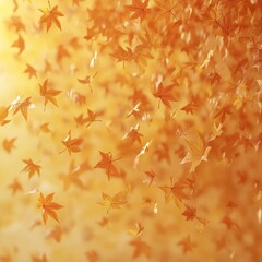 Fototapeta premium Orange floating leaves creating elegant fall background design wallpaper