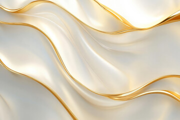 Obraz premium A luxurious background in gold and white, featuring elegant curved shadows that add depth and a sense of opulence.