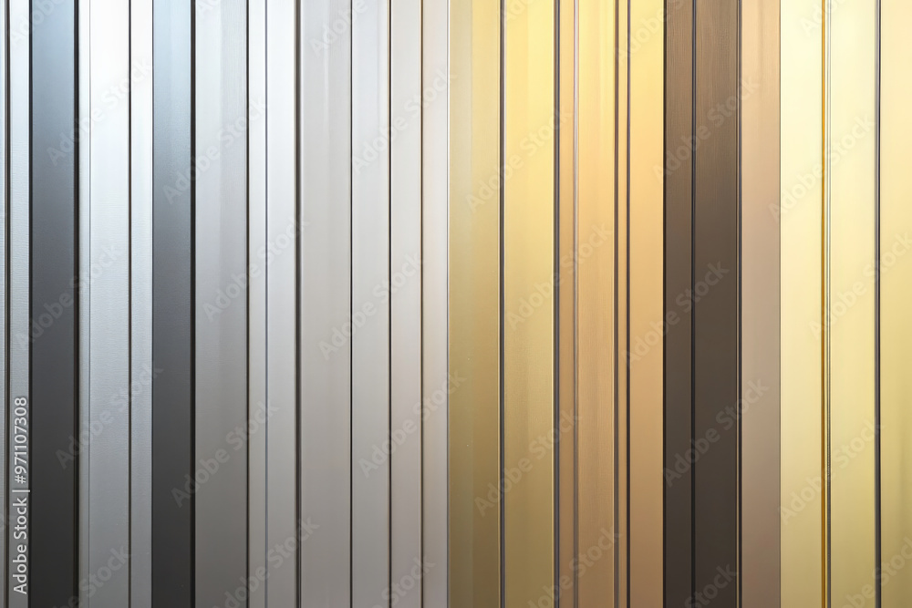 Wall mural a modern background with thin vertical stripes in metallic shades of silver, gold, and bronze. the s