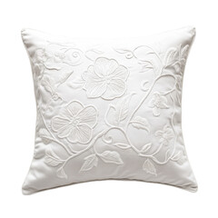Ultra realistic uhd photo of embroidered throw pillow on white background – isolated and uncluttered image