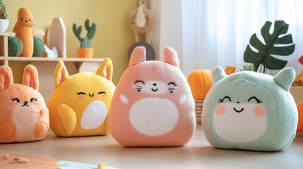 Obraz premium Halloween is a non-scary decor for children with soft felt and smiling characters, funny and cute, not creepy.