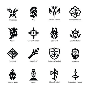Bungle of Glyph Style Norse Mythology Icons 

