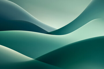 Obraz premium A soothing background in cool shades of green and blue, with smooth curved shadows that evoke a sense of calm and tranquility. The design is perfect for a peaceful, natural aesthetic.