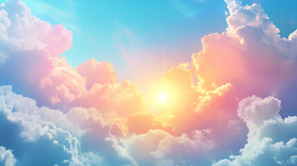 青空に浮かぶ美しい雲と太陽