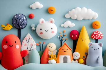 Obraz premium Halloween is a non-scary decor for children with soft felt and smiling characters, funny and cute, not creepy.