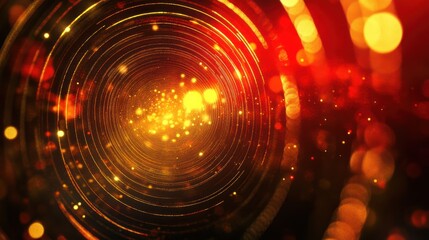 Illustration of shining rays Gold and red circle with abstract background. Ai generated image