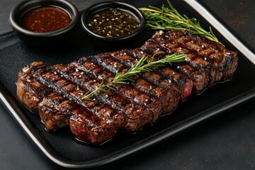 Bold steakhouse menu template with dark tones and ample blank spaces for item descriptions, Steakhouse Menu Templates, Masculine and dynamic