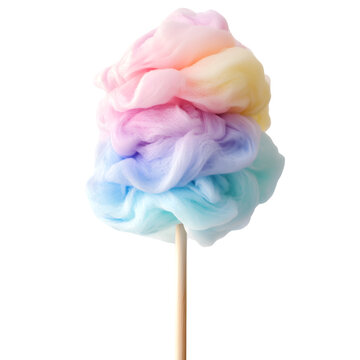 cotton candy on sticks isolated on transparent background Generative Ai.