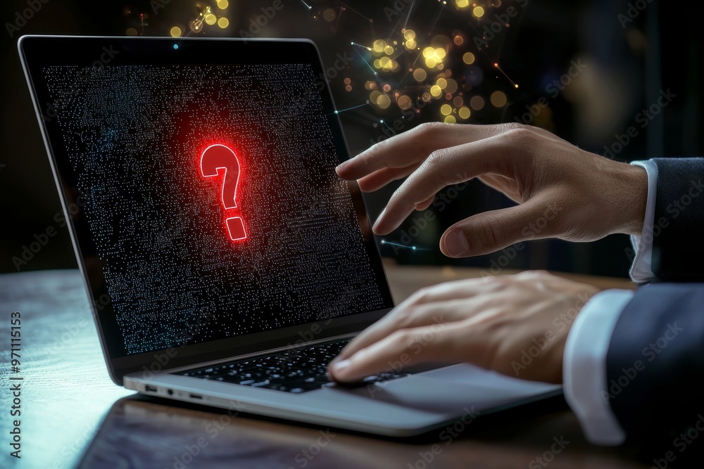 Poster cyber attack warning alert. laptop with virtual warning sign. ransomware, virus, spyware, malware or