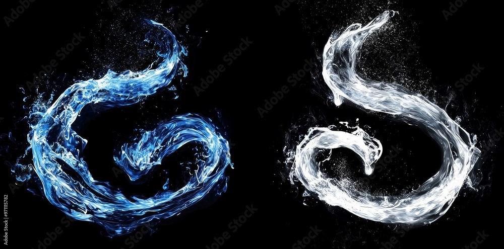 Aufkleber a glowing electric blue hologram on a transparent background with lightning circles on a black backg