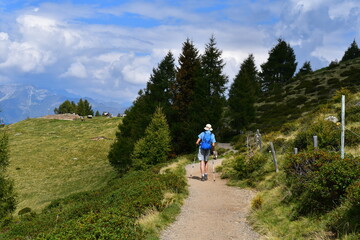 Mann wandert auf dem Hirzer in Südtirol 
