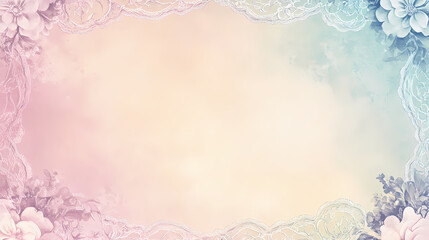 Victorian era pastel anniversary invitation with lace borders. Victorian Era. Illustration