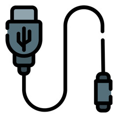 USB Cable Icon in Filled Line Style