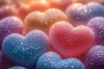 Obraz premium A cute and soft sugar pastel hearts. Generative AI