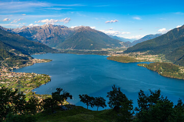View of Lake Como, looking north, from the Church of San Bernardo in Musso, with the Alps, the...