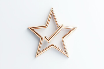 A stylish rose gold star with a checkmark design, symbolizing approval, achievement, and excellence on a clean white background.