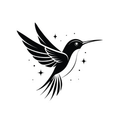 Trendy Silhouette of Hummingbird Vector Logo Icon Design