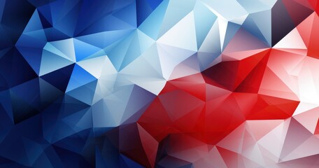 Obraz premium A vibrant abstract geometric design featuring shades of blue, white, and red, ideal for backgrounds or digital art.