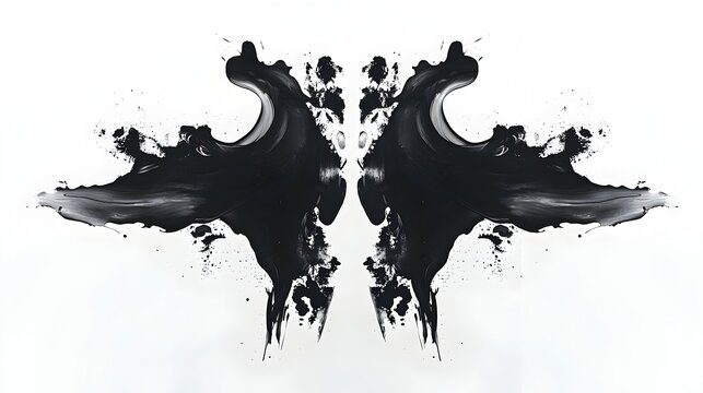 Captivating Symmetrical Ink Blot Rorschach Inspired Abstract Digital Painting