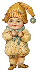 PNG Vintage baby winter illustration