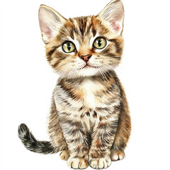 cute cat watercolor clipart illustration isolated