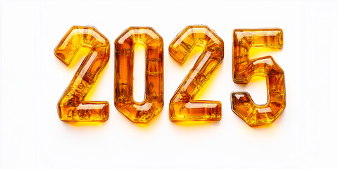 Naklejka premium 3d text 2025 made of honey