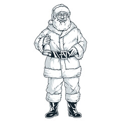 Obraz premium Santa Claus vintage label monochrome