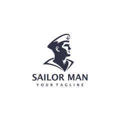 sailor man logo vector illustration with ink drawing style